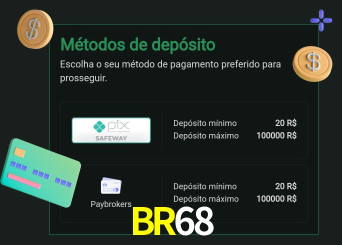 O cassino BR68 oferece uma grande variedade de métodos de pagamento